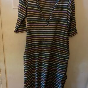 Source Unknown Multicolor Striped Midi Dress